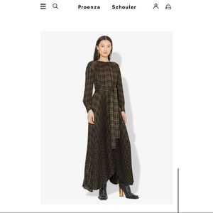 Proenza Schouler Green Plaid Chiffon Long Dress